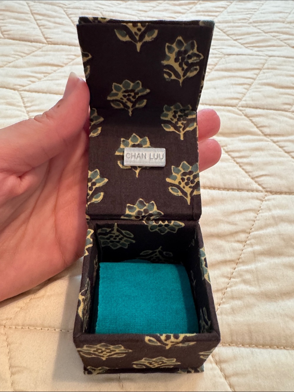 Chan Luu Brown Box with Teal Floral Motif - Picture 3 of 5